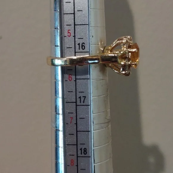 Yellow Sapphire, Natural Diamond Ring Set In 14kt Yellow Gold - Picture 8 of 11